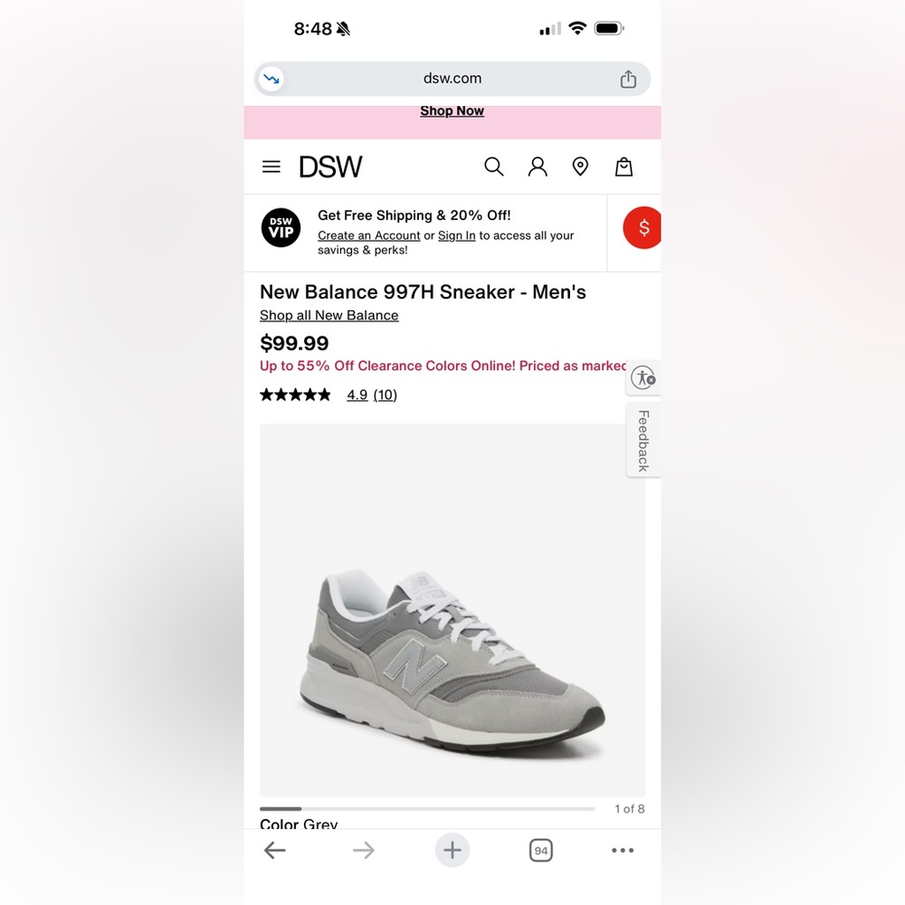 New Balance 997H White and Gray Sneakers